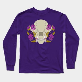 Fox Skull With Flowers Long Sleeve T-Shirt